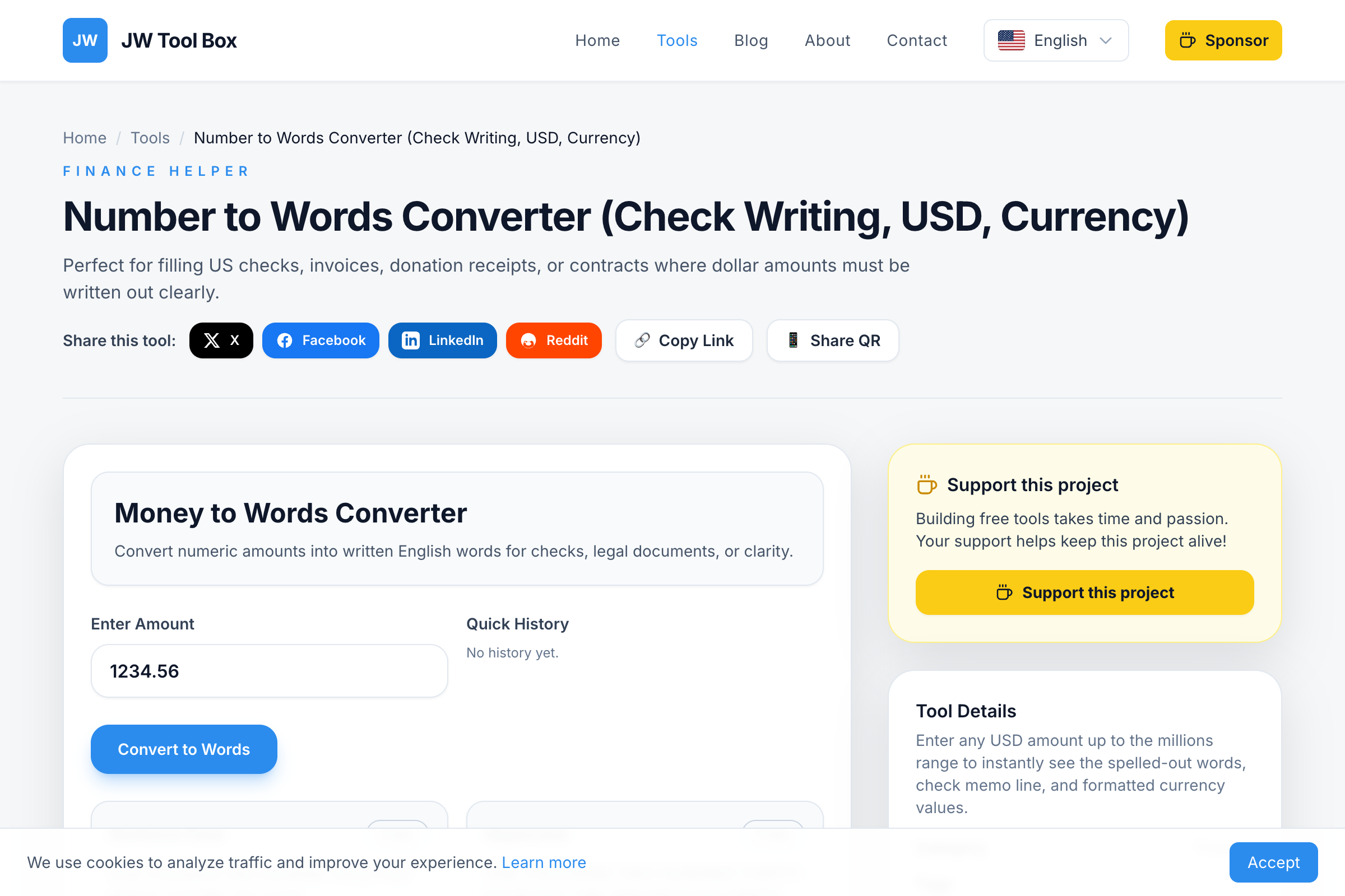 Number to Words Converter for Check Writing
