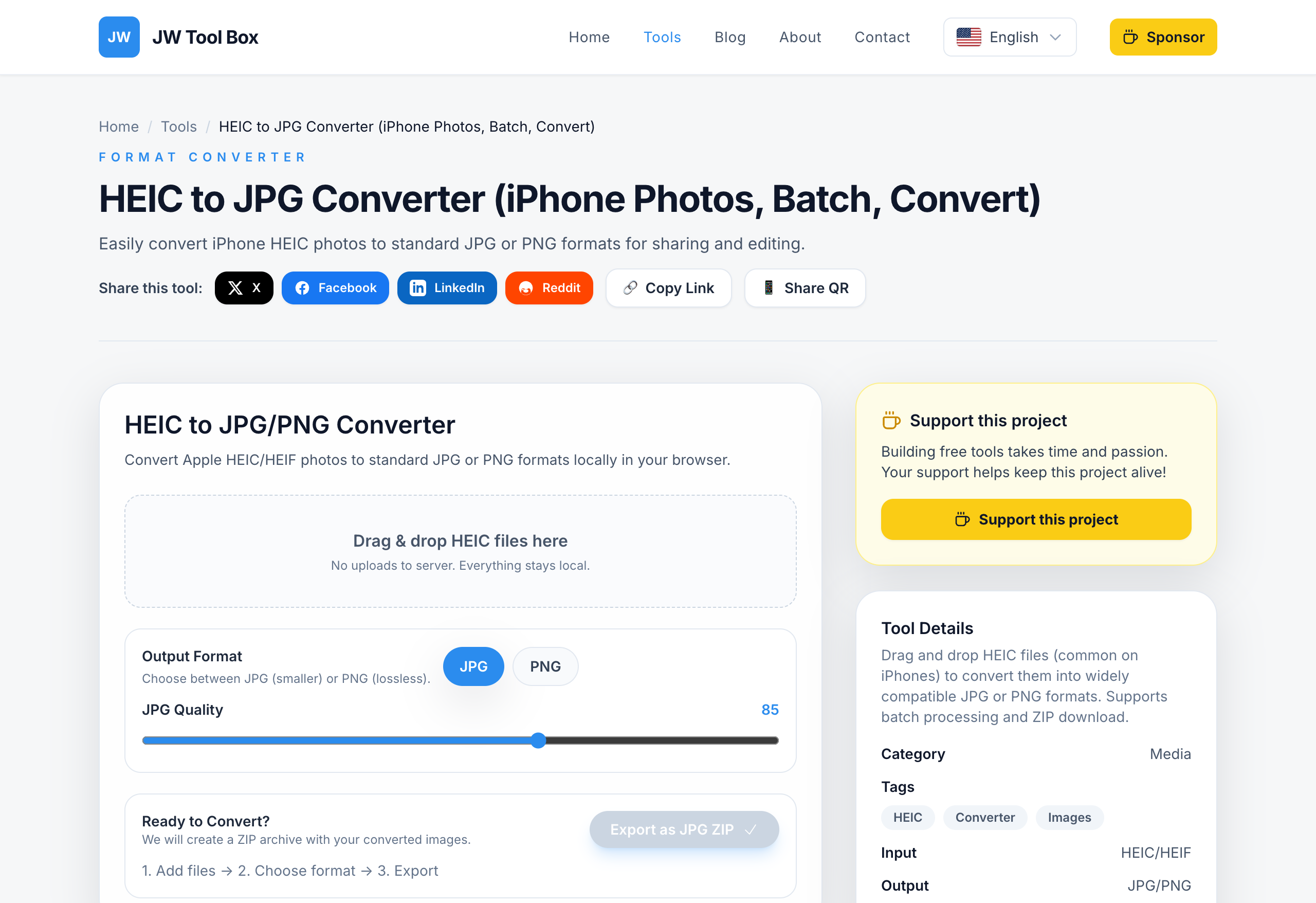 HEIC to JPG Converter Tool Screenshot