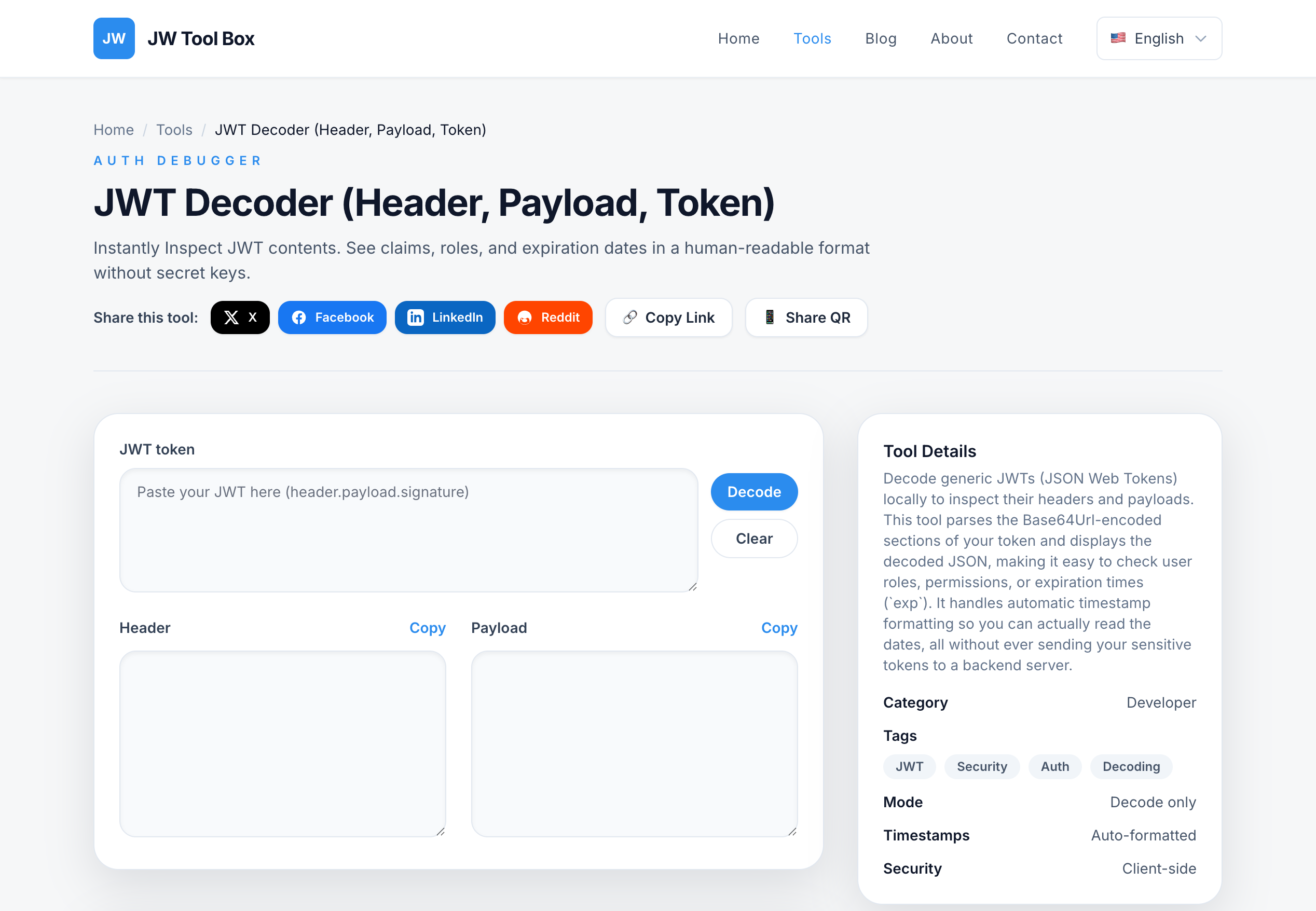 JWT Decoder Interface
