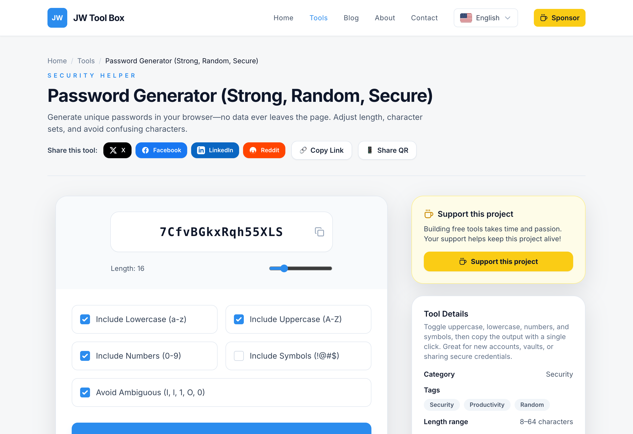 Secure Random Password Generator Tool