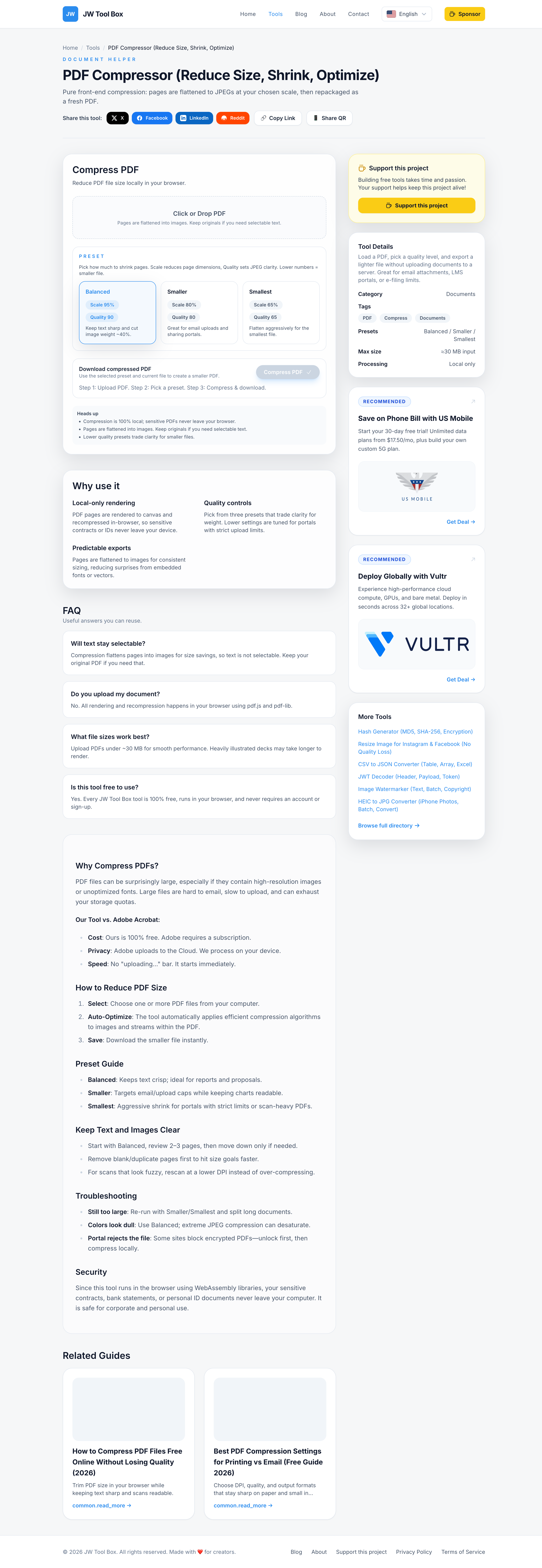 PDF Compressor Tool Screenshot