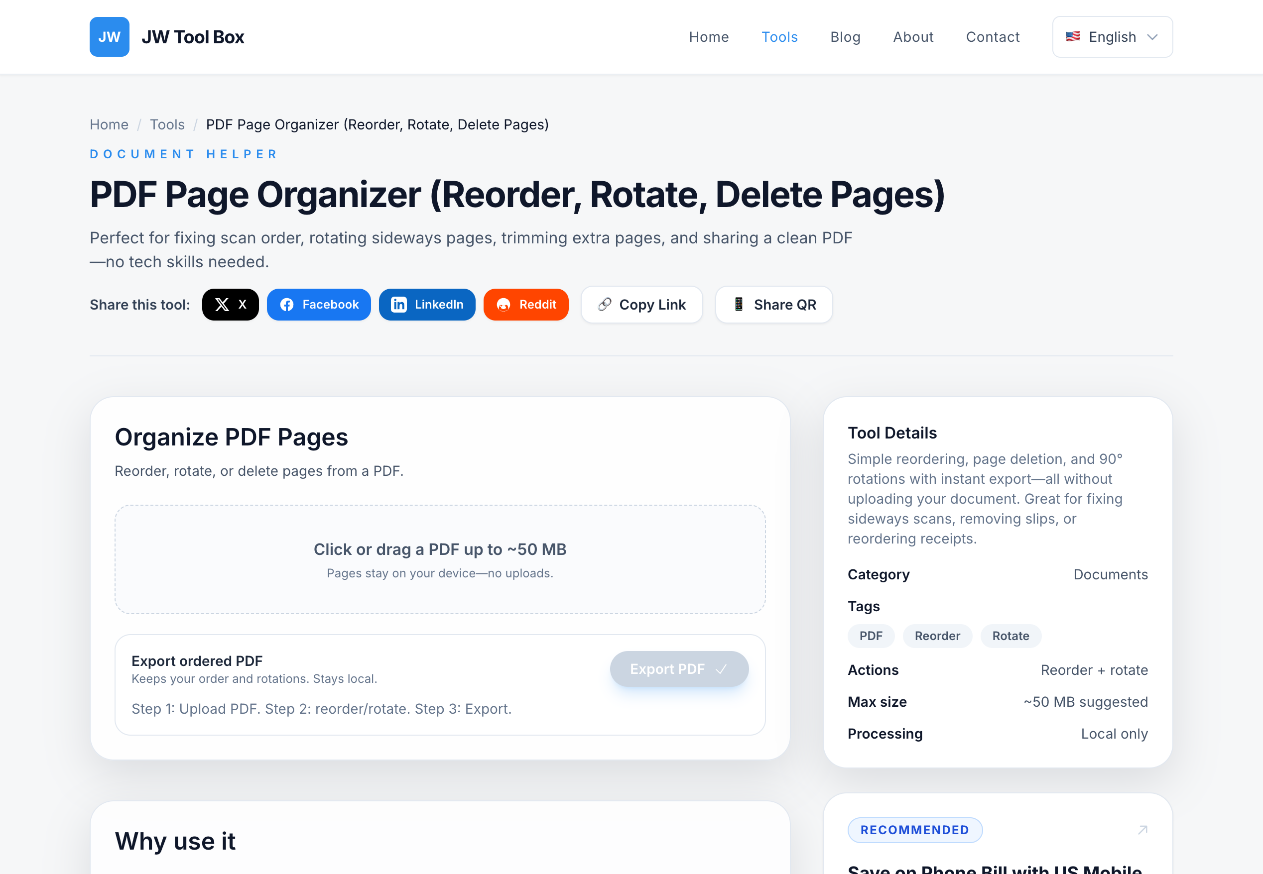PDF Page Organizer Tool Screenshot
