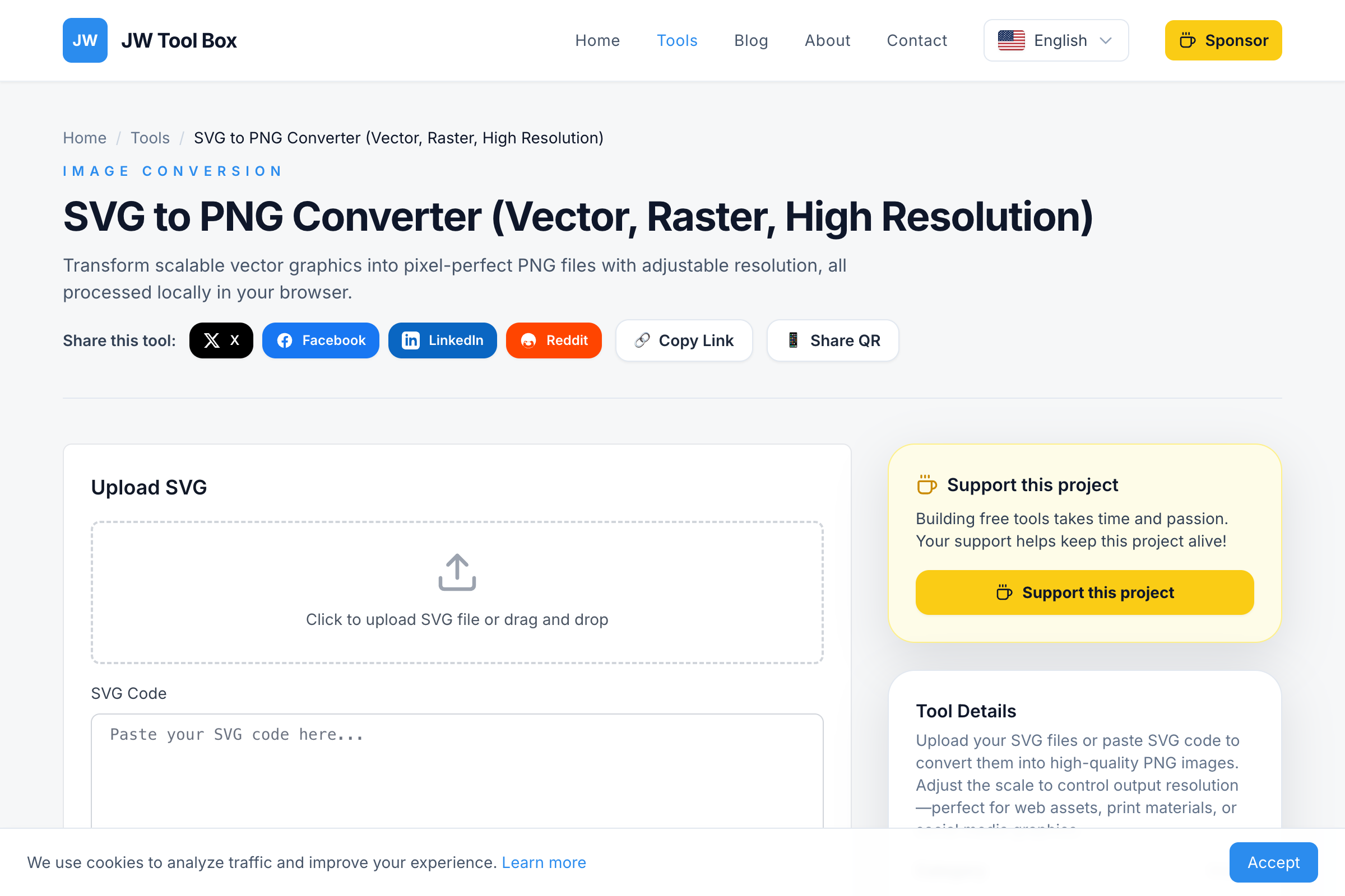 SVG to PNG Converter Tool Interface