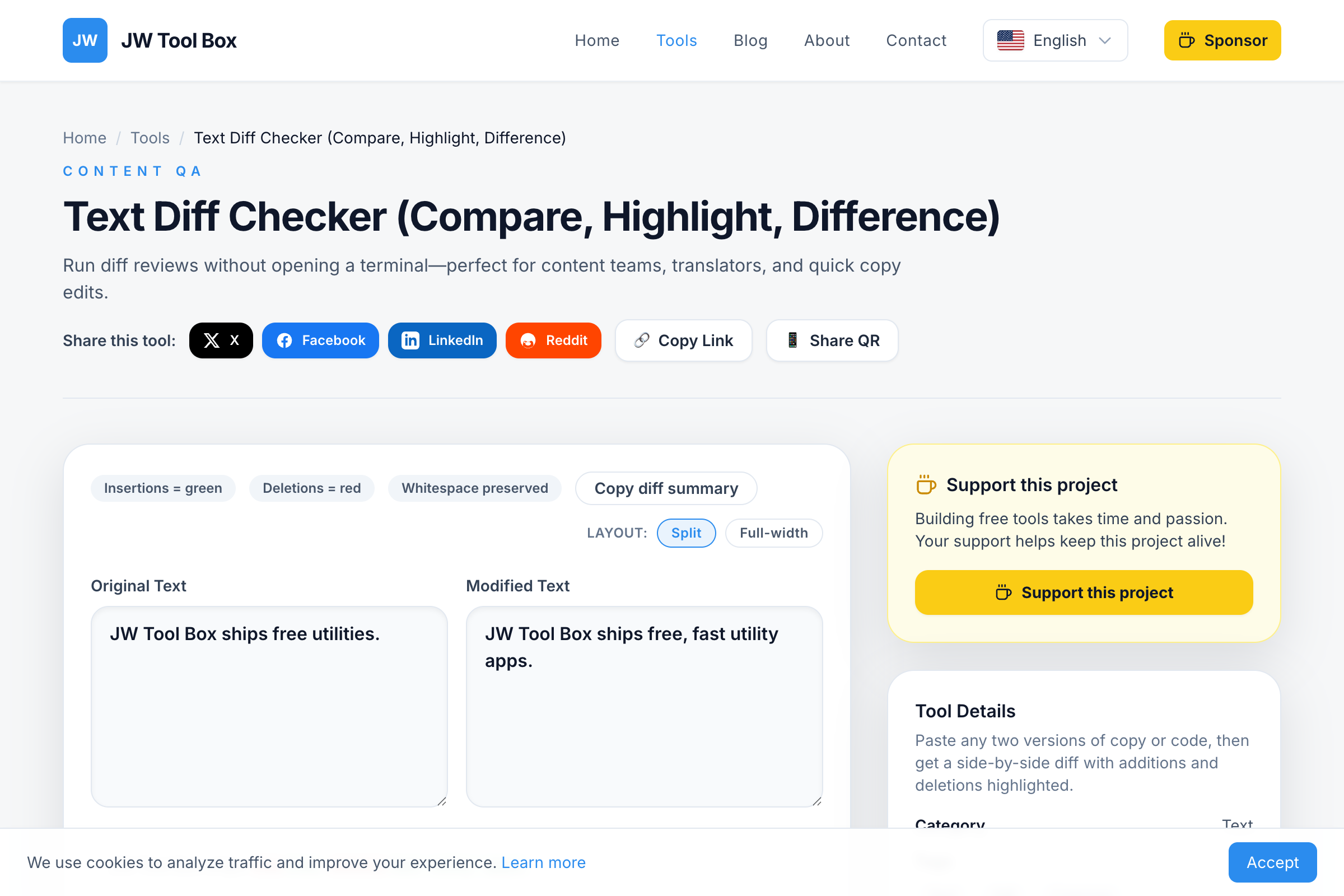 Text Diff Checker Interface