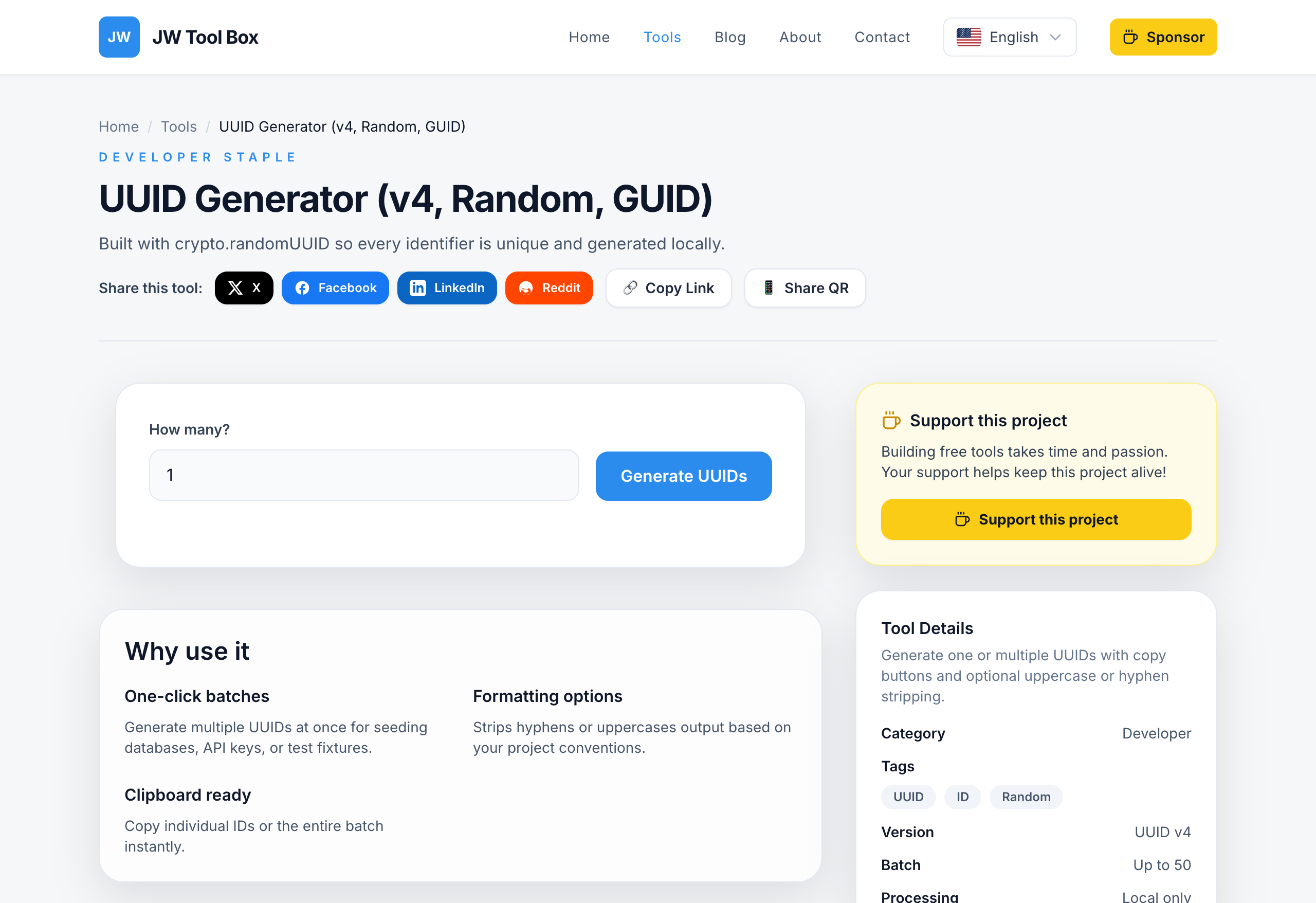 UUID Generator Tool